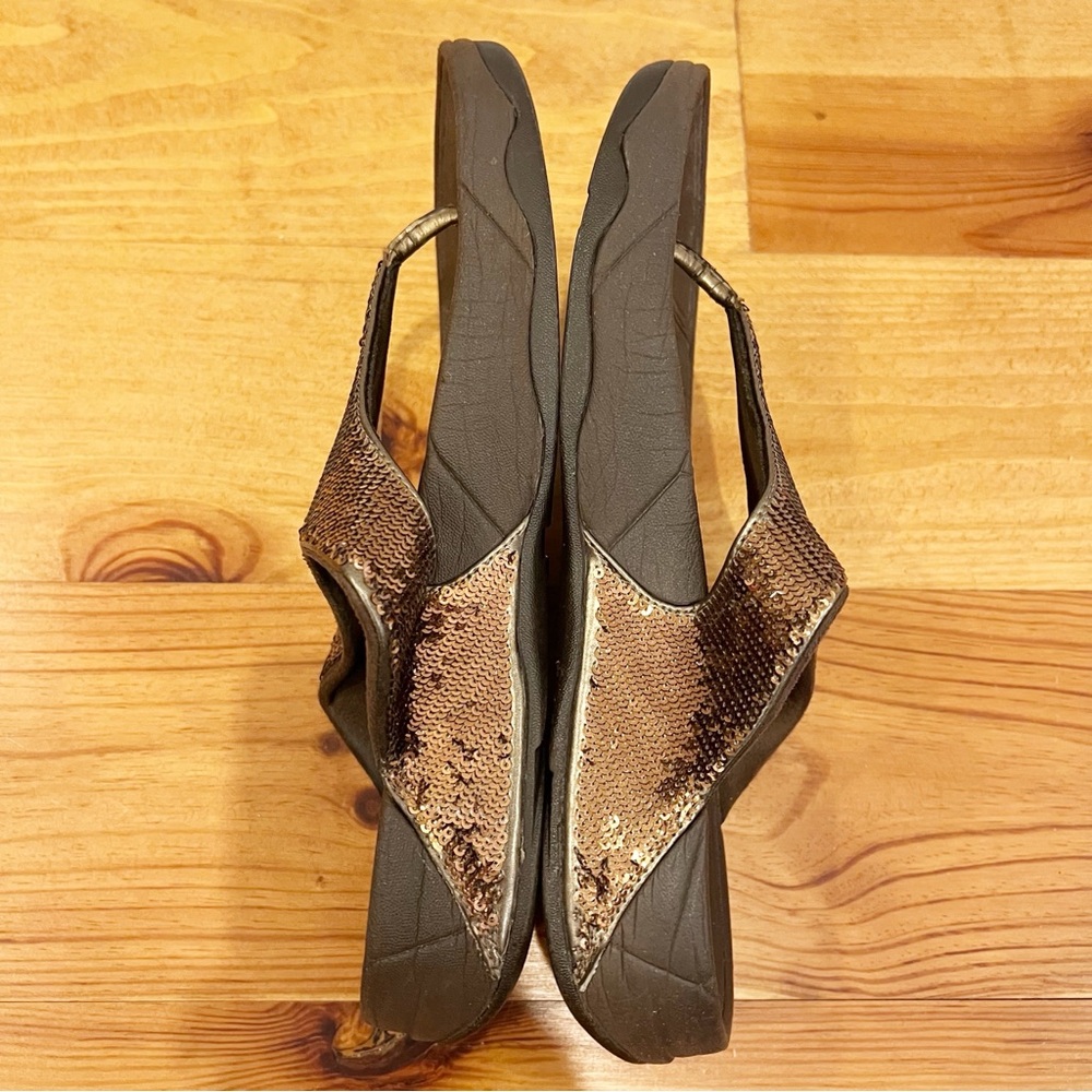 FitFlop Electra Bronze Toe Post Sandals Womens 9 Metallic Sequins Comfort - Picture 8 of 12